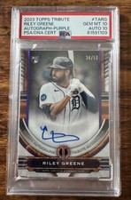 2023 Topps Tribute #TARG Riley Greene Purple /50 (AU, RC) PSA 10 Auto 10