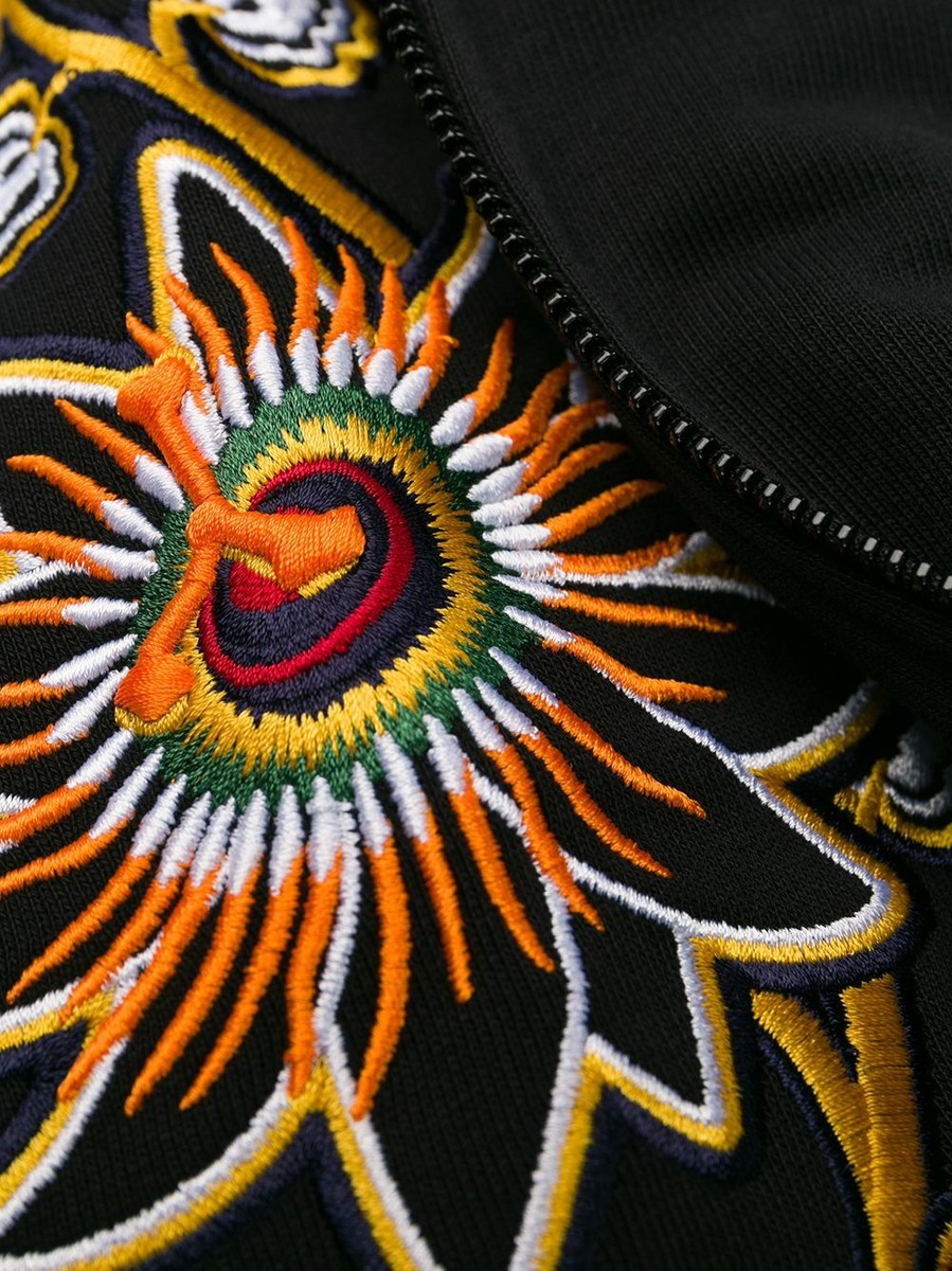 パーカー・フーディ Kenzo Relaxed Fit Floral Graphic Sweatshirt KENZO FLORA LOGO EMBROIDERED ZIP UP SWEATSHIRT BLACK 