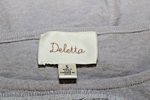 ANTHROPOLOGIE Deletta Womens SM Shirt Gray Short Sleeve Lace Trim - Picture 3 of 3
