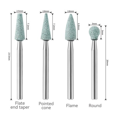 10Pcs Dental Unit Mounted Stone Grinders Gravel Burs 2.35mm Green Stone for Cont