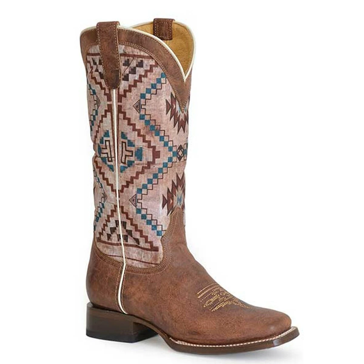 Bottes Western Roper En Cuir – Femme, Taille 9, Talon Bloc, Marron