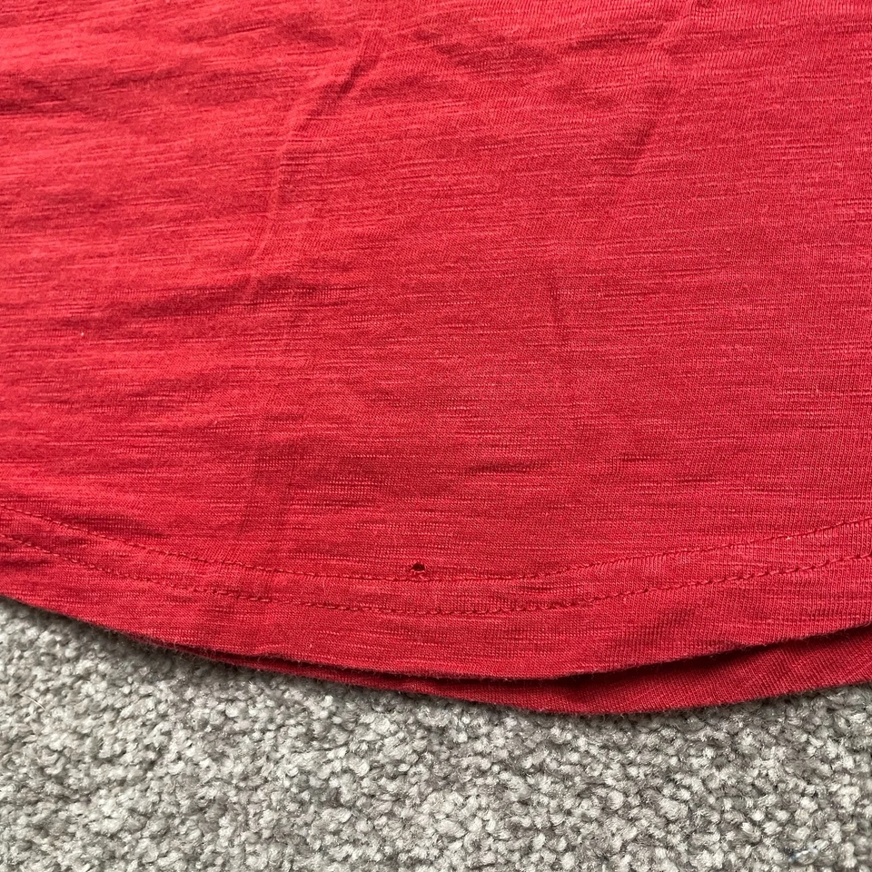Camisa Kuhl Mediana Roja Cuello Henley Algodón Orgánico Blusa Manga Larga Damas LEER Foto 4 de 4
