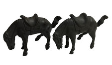 1950s MARX Two WesternRanch Black Bucking Bronco Horses, Soft Plastic, 60mm  