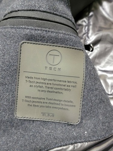 Chaqueta de lana con capucha TUMI T Tech grande negra aislada con cremallera completa - Imagen 7 de 12