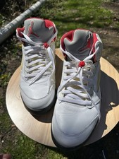 Nike Air Jordan 5 Retro Men's Sneakers Fire Red/White/Black, Size 11