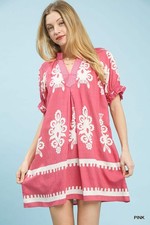 Umgee Two Tone Border Print Mini Dress