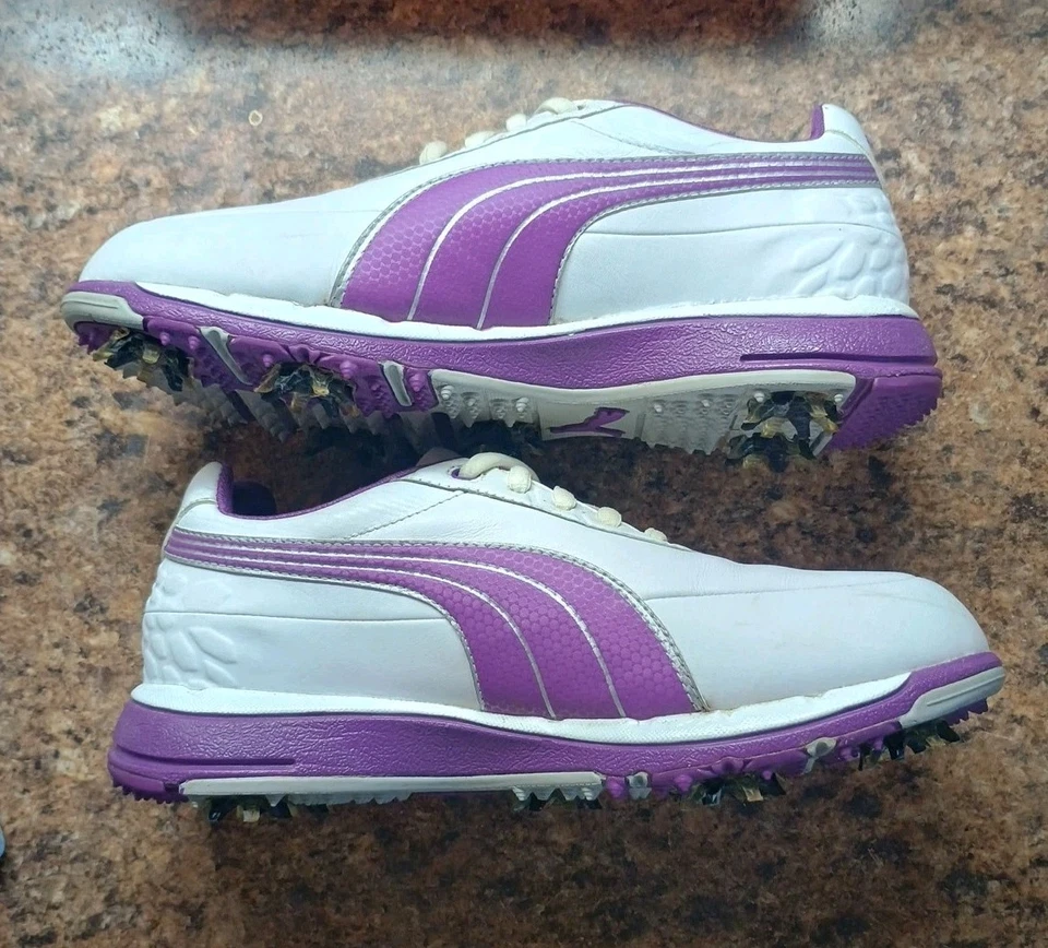 Zapatos de golf Puma Faas Trac para mujer (talla 6) púrpura y blanco Foto 4 de 4