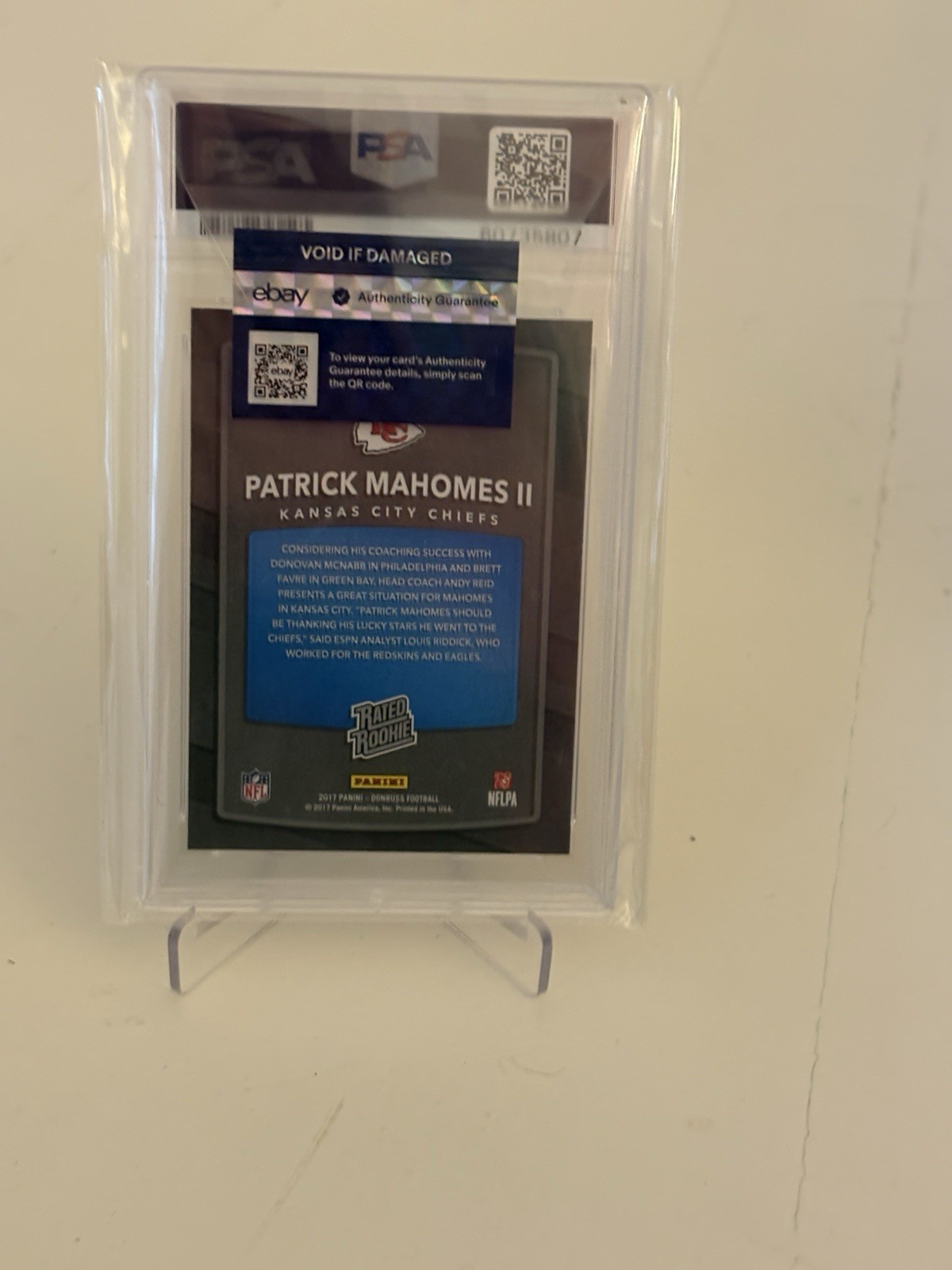 2017 PANINI DONRUSS #327 PATRICK MAHOMES II ROOKIE RC PSA 10 view 2