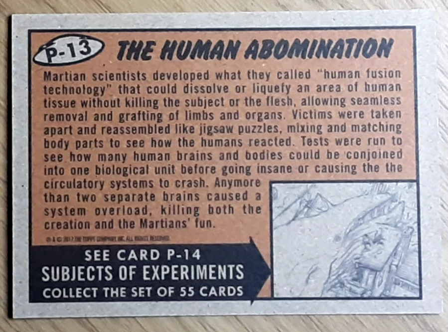 2017 Mars Attack's The Revenge Black Card P13 THE HUMAN ABOMINATION. - Image 2 of 3