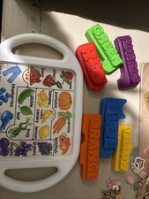 Vintage Tupperwear Tuppertoys 6pc Puzzle Colors Words Tiles kids learning toy