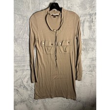 REISS Taupe Long Sleeve Drawstring Pocket Dress XS