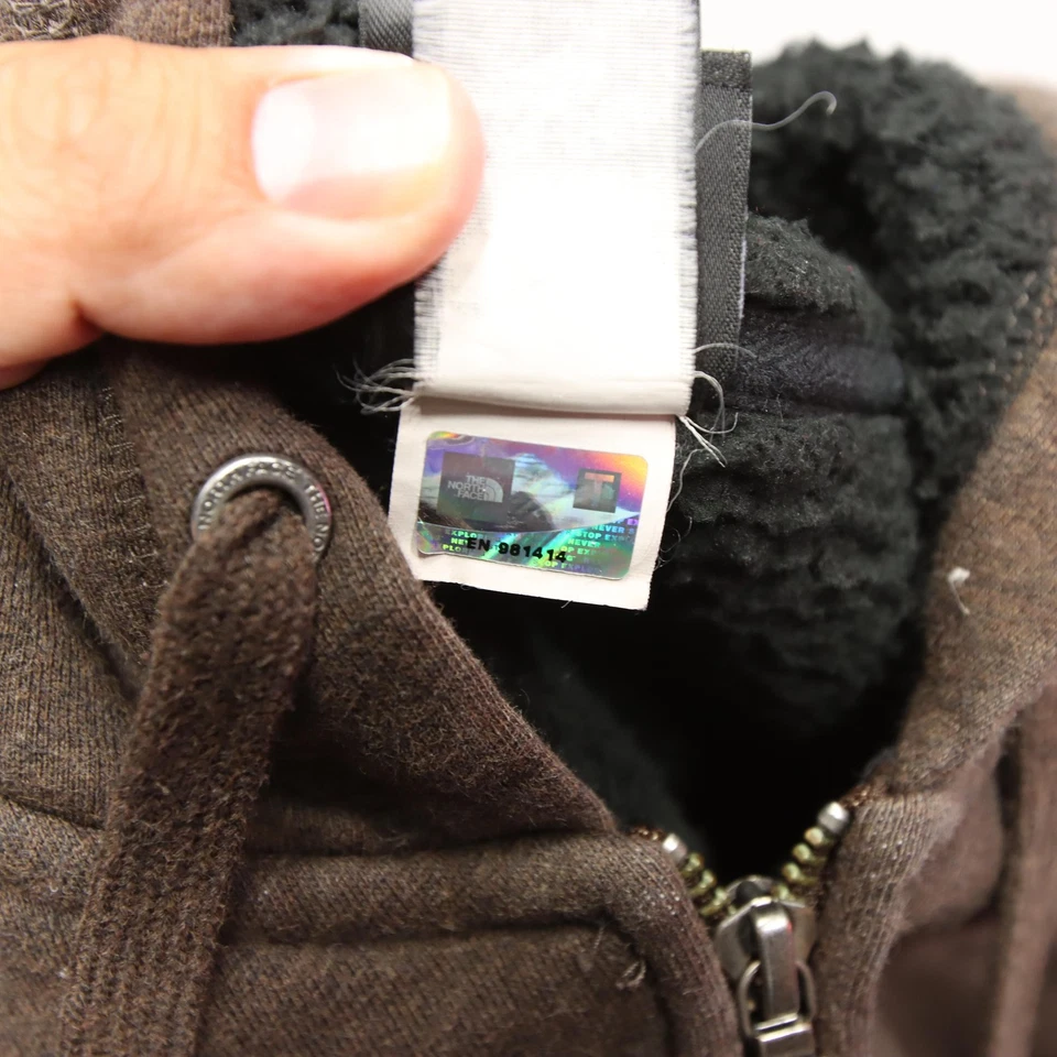 North Face Sudadera con Capucha Para Hombres Grande Marrón Cremallera Completa Sherpa Forrada de Vellón Chaqueta con Capucha Foto 4 de 4