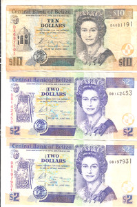 Central Bank of Belize $2 & $10 2003