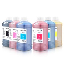 Eco Solvent Tinte f&uuml;r Epson, Mimaki, Mutoh, Roland - 1 Liter - CMYK, LC, LM, LBK