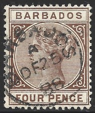 Barbados, Scott #65, 4p Queen Victoria, Used
