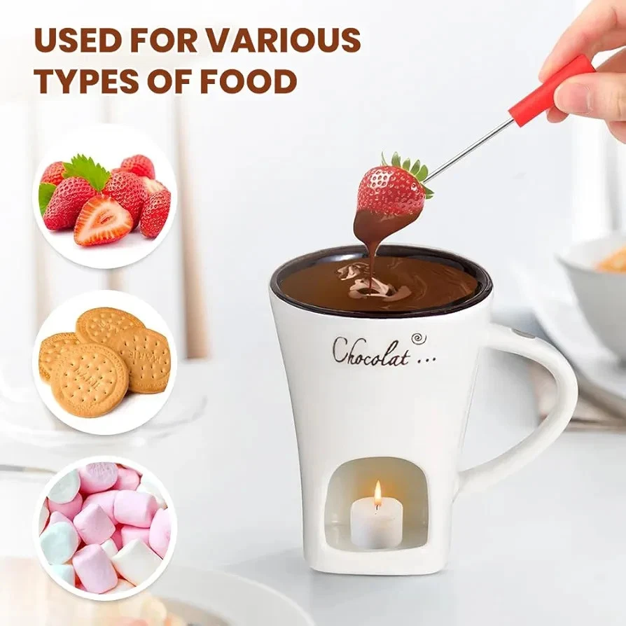 Ceramic Chocolate Fondue Mug Set with Gift 50 Pcs Candle Heater
Opens in a new window or tab