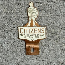 1950 Era Citizens Howell Michigan License Plate Topper Auto Insurance Knight 1950 Era Citizens Howell Michigan License Plate Topper Auto Insurance Knight