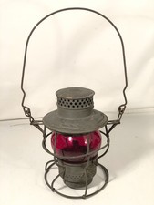 Antico Adams Westlake Adlake #250 Kero Pennsylvania Ferrovia Lanterna Red Globe