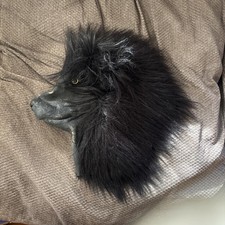 Black Werewolf Or Wolf Mask. Part Of Hair Needs Glued On Left Side. As Is