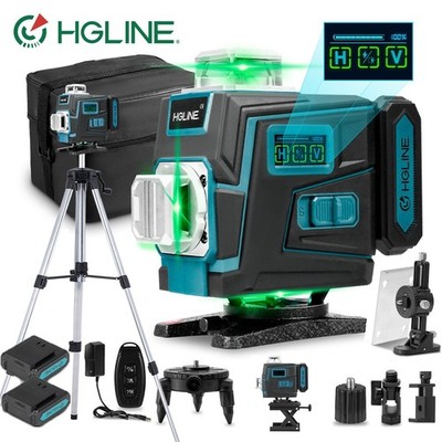 16 Line Laser Level Wasserwaage 4D 360° Kreuzlinienlaser Kit mit 2 Akku in Tasch