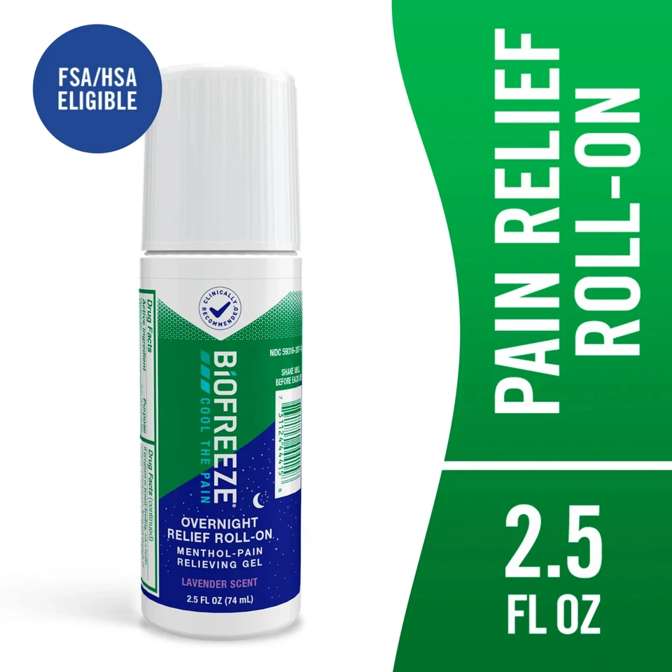 Gel analgésico enrollable Biofreeze mentol durante la noche 2,5 OZ caducidad 5/2026 *3 paquetes* Foto 2 de 4