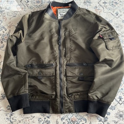 Levi's Mens Flight Satin Lightweight Cold Weather Bomber Jacket Size S Utility