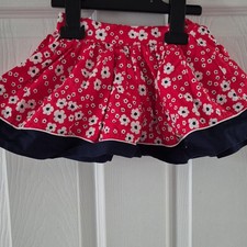 Mothercare Girls Red Floral Skirt 3-6 Months Pull On Elastic Waist Layered