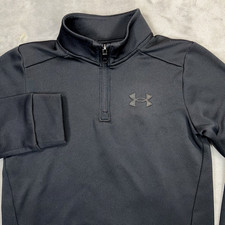 UNDER ARMOUR 1/4 Zip Pullover Boy Small Activewear Performance Jacket Black FLAW