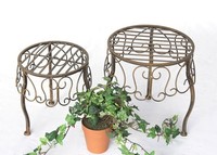 Blumenhocker Metall Braun Rund 2Er Set BlumenstäNder 140129 Beistelltisch Klein