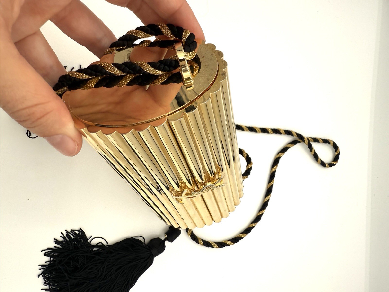 RARA Saint Laurent Opium Perspex Box Bag Plexiglass Oro Edizione Limitata