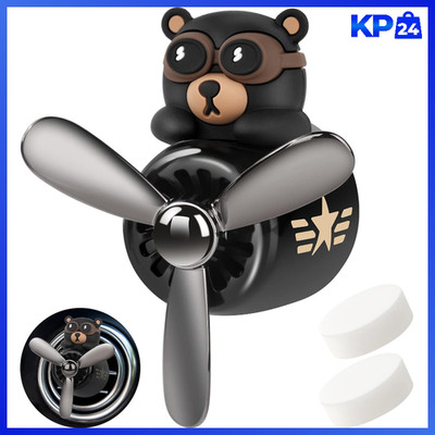 Auto Diffuser Cartoon Bär Pilot Lufterfrischer Vent Clips Schwarz mit 2