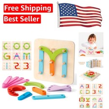 Colorful Wooden Stacking Blocks for Kids - Shape  Color Sorting Activity