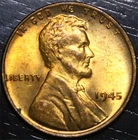 1945 Lincoln Wheat Penny AU 1c US Coin Philadelphia Mint