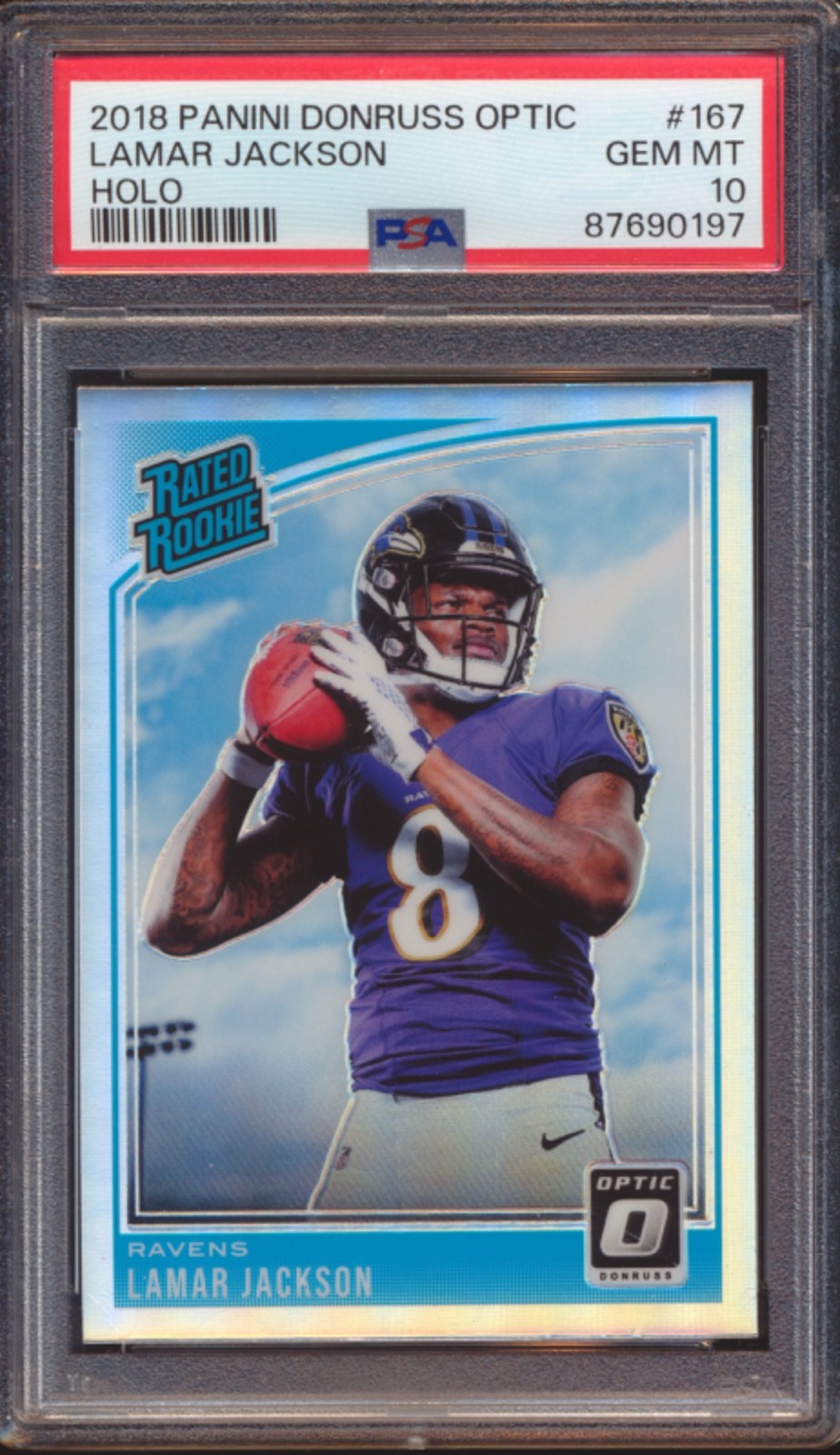 2018 PANINI DONRUSS OPTIC LAMAR JACKSON #167 HOLO SILVER PRIZM ROOKIE PSA 10!