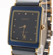 ▶️Vintage【N MINT】 RADO DIASTAR 160.0281.3N Quartz Navy Blue Unisex Watch JAPAN