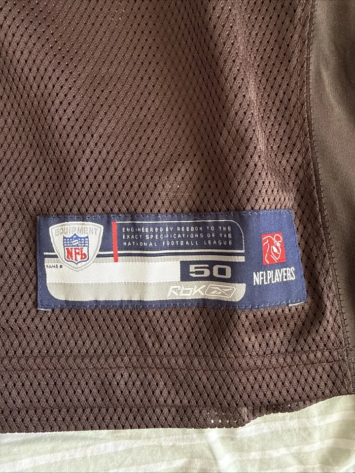 Мужская футболка Reebok Brady Quinn No10 Cleveland Browns с нашивками размер 50 - коричневая новая с ценниками - Изображение 3 из 4