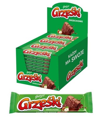 Grzeski Haselnuss Waffelriegel 36x 36g - polnische Waffeln Schokolade Nusscreme