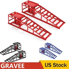 2 Pack Hydraulic Car Ramps 5T 11000lbs Low Profile Car Lift Service Ramps Truck