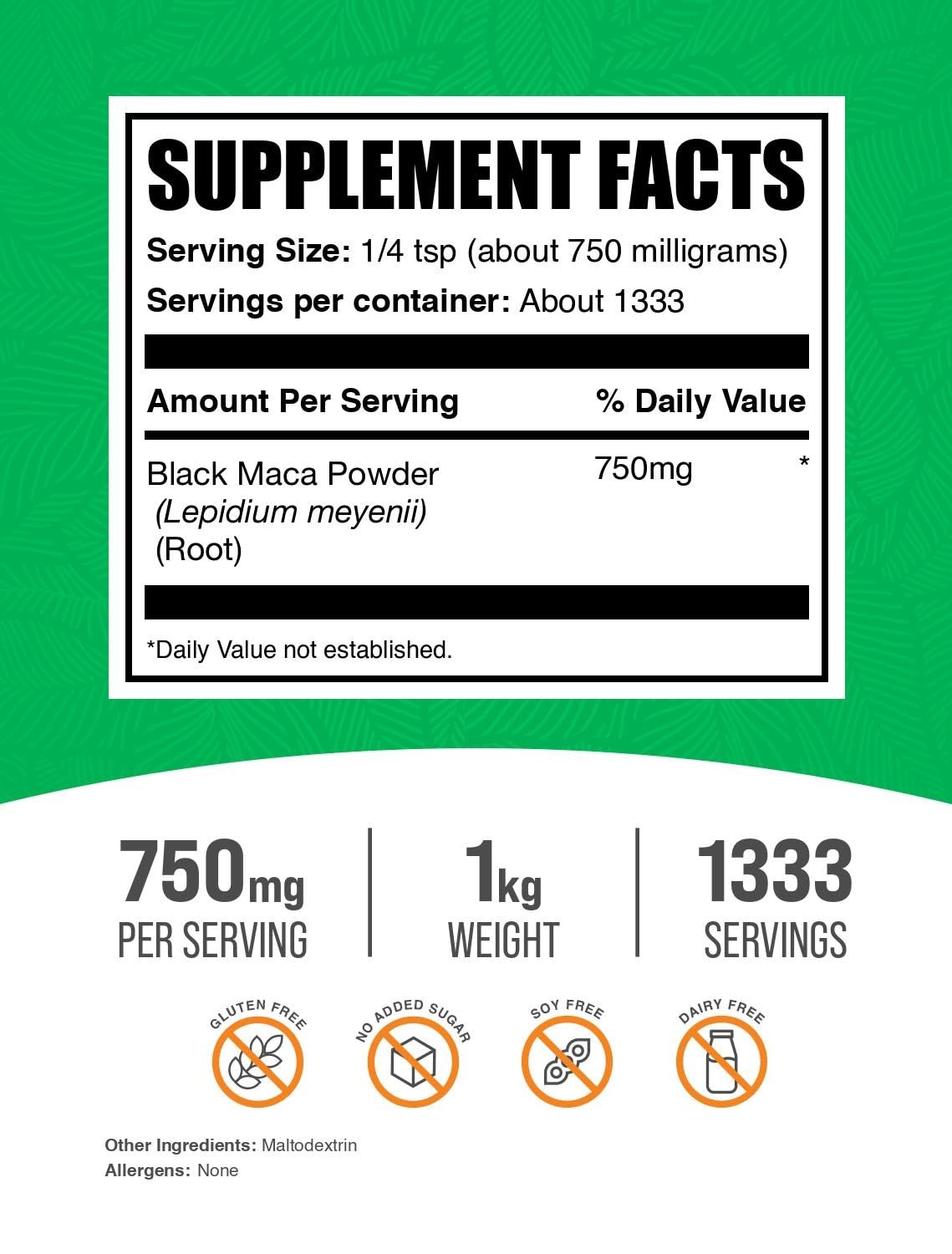 Black Maca Root Powder 2.2 Pounds Natural Nutrients Wellness Supplement