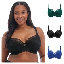 Elomi Brianna Bra Half Cup Underwired Lightly Padded Womens Lace Lingerie 8081