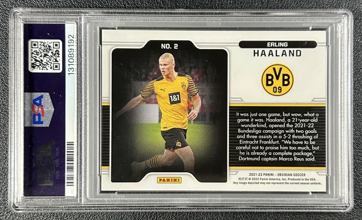 ERLING HAALAND PSA 10 2021 PANINI OBSIDIAN #2 BLACK COLOR BLAST 