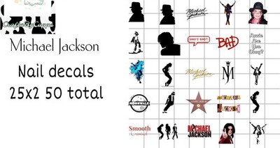 Michael Jackson Waterslide Decals For Nails, Hot Wheels, Etc Set Of 50 KC