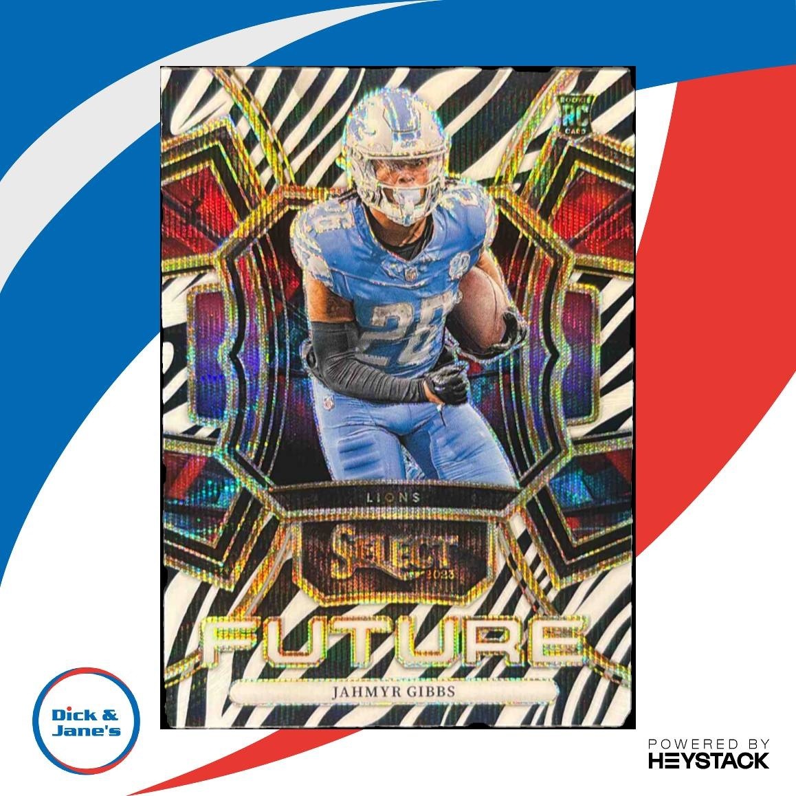 2023 Panini Select Jahmyr Gibbs Future Zebra #FUT-JGI RC Detroit Lions