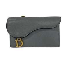 DIOR/ChristianDior Saddle Light Blue Leather Card Case