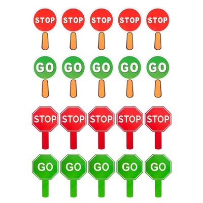 10PCS Stop and Go Sign Reversible Handheld Crossing Guard Stop Sign for Parking