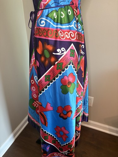 Maxi Vestido Rubber Ducky Para Mujer Brillante Multicolor Grande Pañuelo Satinado - Imagen 7 de 9