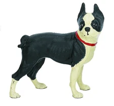 Large Cast Iron Standing Boston Terrier Dog Door Stop Doorstop