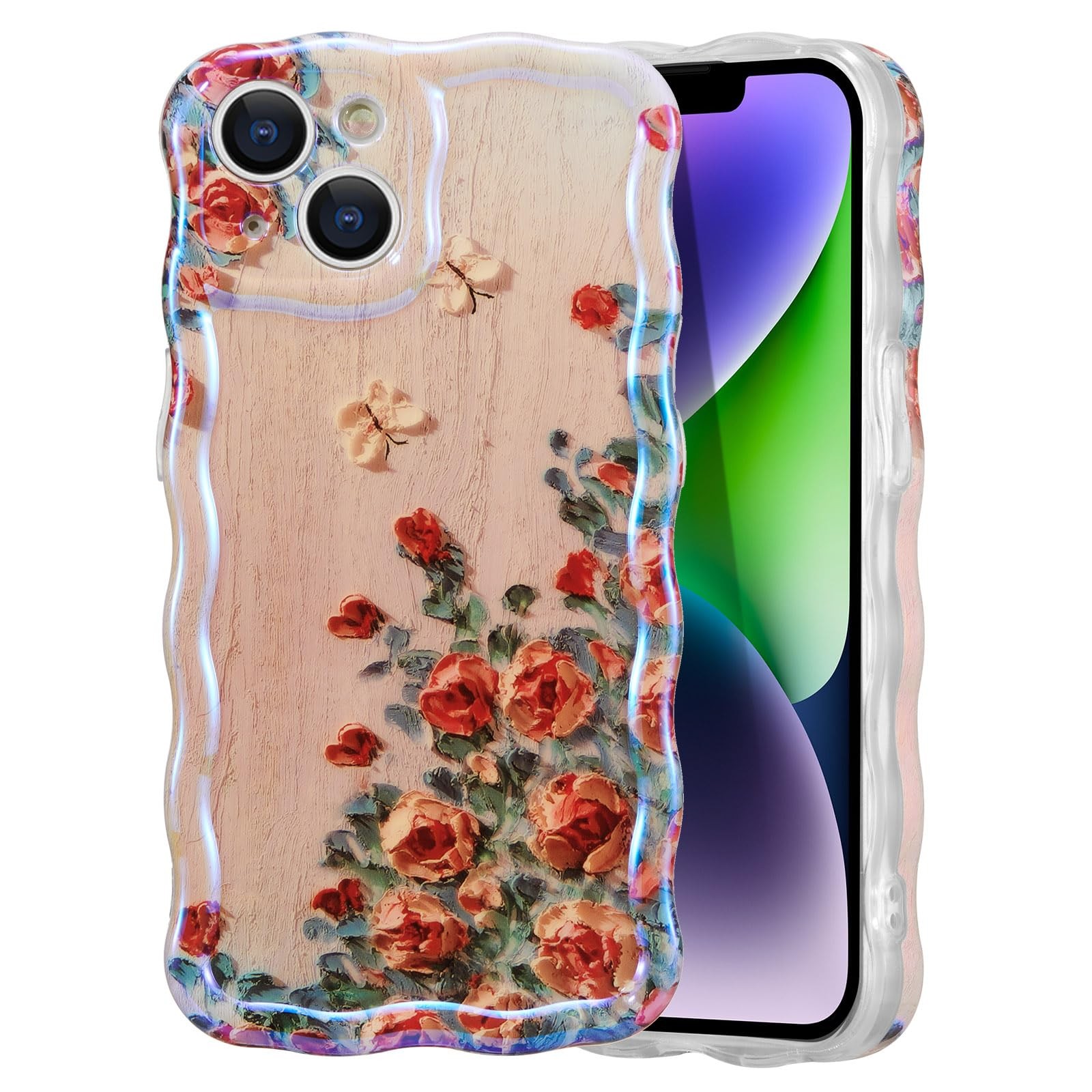 Coque iPhone 15 Plus peinture vintage laser éclat de couleurs