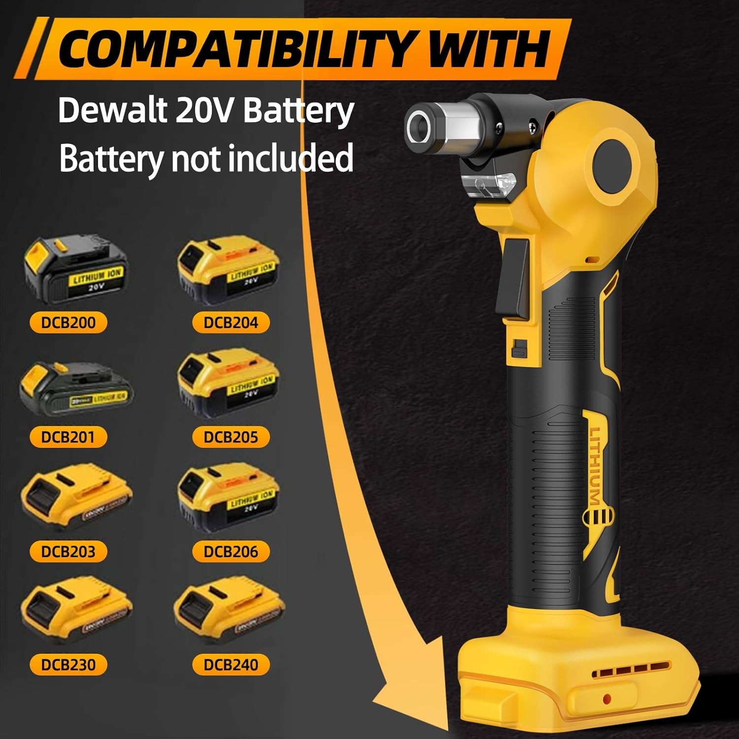 Palm Nailer Cordless Compatible with Dewalt 20V Battery, 0-90&deg; Adjustable Auto H