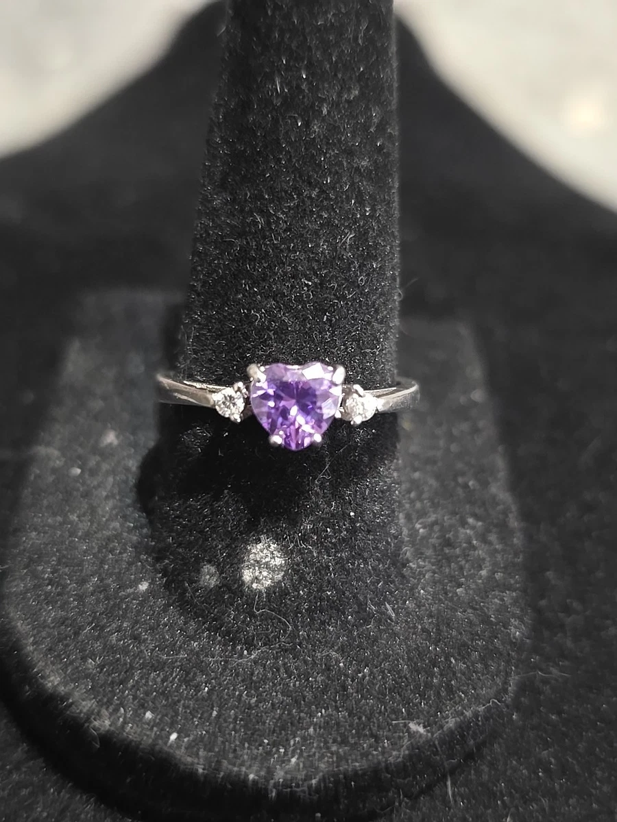 Bague Coeur En Argent Avec Améthyste 1.3 Ct - Taille 9.5, Design Romantique, Neuve